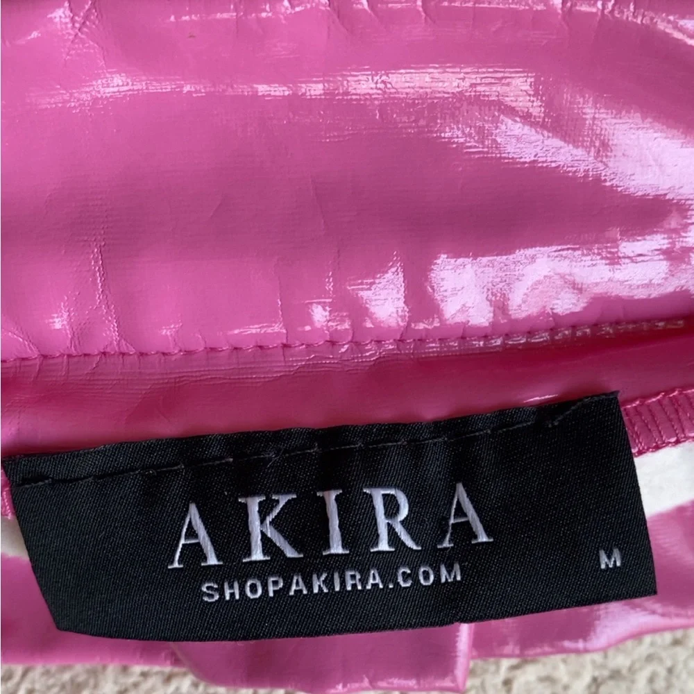 AKIRA Hot Pink Vinyl Zip-Front Mini Skirt - Picture 3 of 3